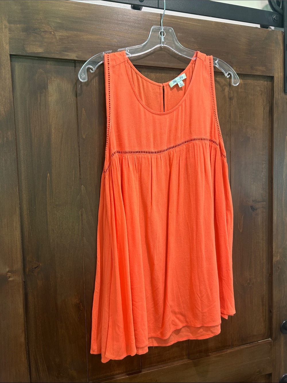 M320 She + Sky Coral Crochet-Trim Tank Tunic - Size Large